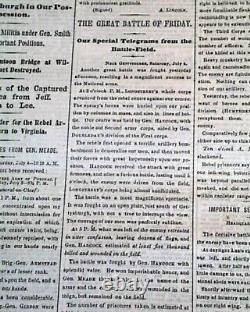 Great Historic Battle of Gettysburg Yankees Victory 1863 Civil War NYC Newspaper