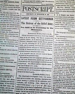 Great Historic Battle of Gettysburg Yankees Victory 1863 Civil War NYC Newspaper