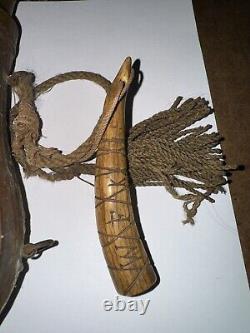 Historic 19th Century Ornate Civil War Era Gunpowder Flask With Initialed Antler