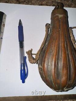 Historic 19th Century Ornate Civil War Era Gunpowder Flask With Initialed Antler