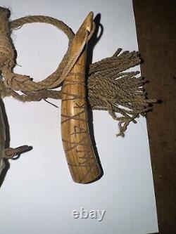 Historic 19th Century Ornate Civil War Era Gunpowder Flask With Initialed Antler
