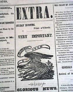 Historic BATTLE OF GETTYSBURG George Meade vs. R. E. Lee 1863 Civil War Newspaper