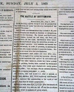 Historic BATTLE OF GETTYSBURG George Meade vs. R. E. Lee 1863 Civil War Newspaper