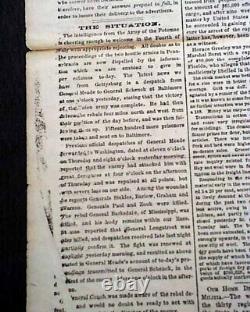 Historic BATTLE OF GETTYSBURG George Meade vs. R. E. Lee 1863 Civil War Newspaper