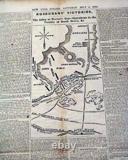 Historic BATTLE OF GETTYSBURG George Meade vs. R. E. Lee 1863 Civil War Newspaper