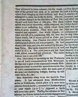 Historic BATTLE OF GETTYSBURG Union Victory vs R. E. Lee 1863 Civil War Newspaper