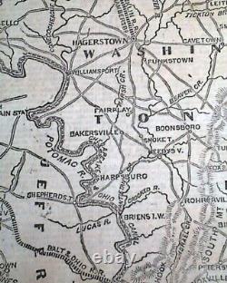 Historic Battle of Antietam Sharpsburg MD Maryland Civil War Map 1862 Newspaper