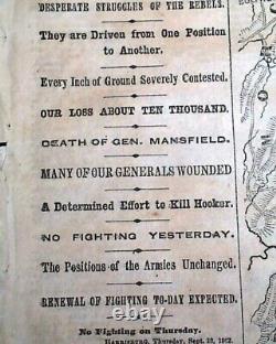 Historic Battle of Antietam Sharpsburg MD Maryland Civil War Map 1862 Newspaper