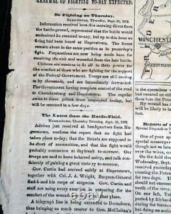 Historic Battle of Antietam Sharpsburg MD Maryland Civil War Map 1862 Newspaper