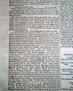 Historic GETTYSBURG ADDRESS Abraham Lincoln's Speech 1863 Civil War Newspaper
