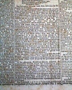 Historic GETTYSBURG ADDRESS Abraham Lincoln's Speech 1863 Civil War Newspaper