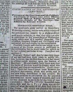 Historic Gettysburg Address Abraham Lincoln's Speech 1863 Civil War Newspaper