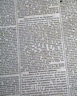 Historic Gettysburg Address Abraham Lincoln's Speech 1863 Civil War Newspaper