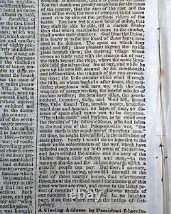 Historic Gettysburg Address Abraham Lincoln's Speech 1863 Civil War Newspaper