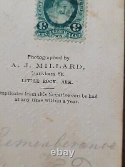 ID'd Civil War Soldier CDV Image A J Millard Arkansas Back Mark 3 Cent Tax Stamp