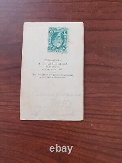 ID'd Civil War Soldier CDV Image A J Millard Arkansas Back Mark 3 Cent Tax Stamp