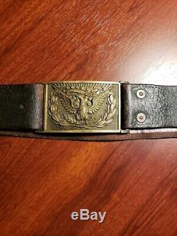 Id'd Civil War Officers M1851 Brown Leather Belt withEagle Buckle Andersonville