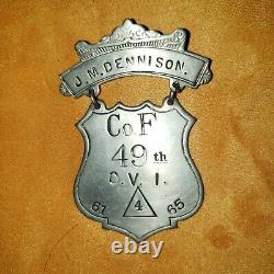 Investment Grade Civil War 4th Corps Ladder Badge 49th Ohio James M. Dennison