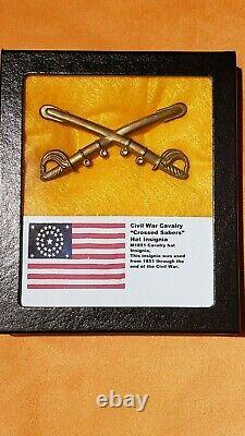 Investment Grade Civil War Cavalry Crossed Sabers enlisted man's hat insignia