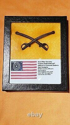 Investment Grade Civil War Original Cavalry Crossed-Sabers Officer's hat insigni