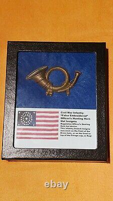 Investment Grade Civil War Original Infantry Officer's Hunting Horn hat insignia