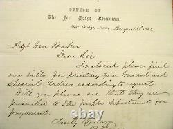 Iowa CIVIL War General Nathaniel Baker Order Letter 1864
