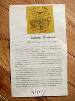 Iowa CIVIL War General William Stone Order Des Moines 1864
