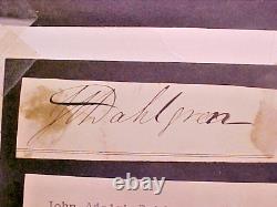 John Adolph DAHLGREN Autograph Signature FAMOUS CIVIL WAR Inventor Navy Officer