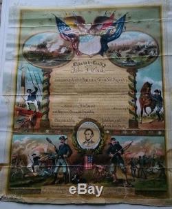 John J Clark CIVIL War Discharge Papers / Poster Wellsville, Ohio