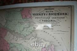 Johnson's map of Vicinity of Richmond & the Penninsula Virginia Civil War 1862