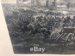 LARGE Framed Gettysburg Repulse Of Longstreet's Assault 1876 Engraving Civil War