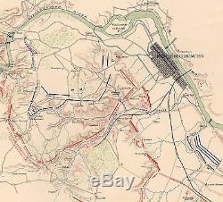 LARGE Original Antique Civil War Map CHANCELLORSVILLE Fredericksburg VA Virginia