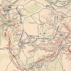 LARGE Original Antique Civil War Map CHANCELLORSVILLE Fredericksburg VA Virginia