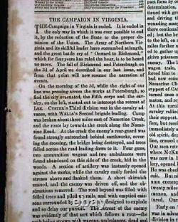 LEE'S SURRENDER Confederate Army Appomattox Court House 1865 Civil War Newspaper