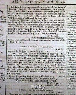 LEE'S SURRENDER Confederate Army Appomattox Court House 1865 Civil War Newspaper