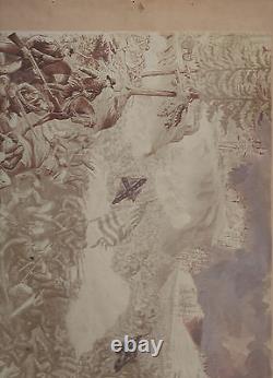 Large 19th Century Handpainted Civil War Photo Battle of Chicamuaga GA