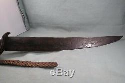 Large Antique Civil War Confederate D Guard Bowie Knife, 21, Wood Grip, CSA, RARE