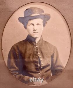 Large Antique Civil War Union Soldier 11 Button Mounted Jacket Silver Portrait