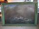 Large Antique Oil Painting IRONSIDES Merrimack and Monitor NAVAL Civil War