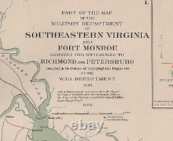 Large Folio Original Antique Civil War Map Petersburg VIRGINIA Richmond Battles