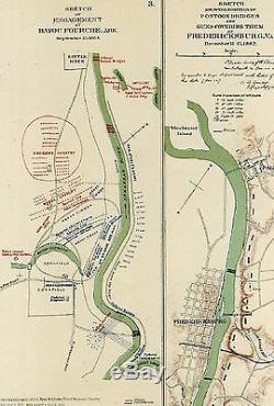 Large Original Antique CSA US Civil War Map BATTLE CORINTH Mississippi MS Iuka