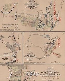 Large Original Antique Civil War Map ATLANTA Sherman's March Through GEORGIA