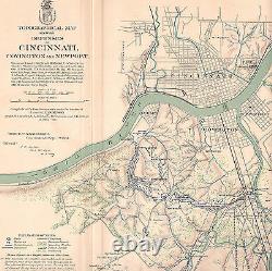 Large Original Antique Civil War Map CINCINNATI Ohio BOWLING GREEN Covington OH