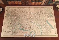 Large Original Antique Civil War Map RICHMOND DEFENSES Virginia VA Petersburg