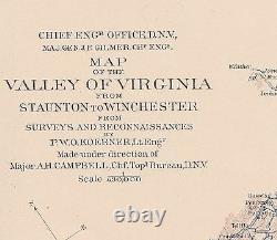 Large Original Antique Civil War Map STAUNTON Cold Harbor WINCHESTER Virginia VA