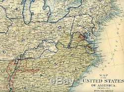 Large Original Antique Civil War Map UNION CONFEDERATE BOUNDARIES June 30, 1861