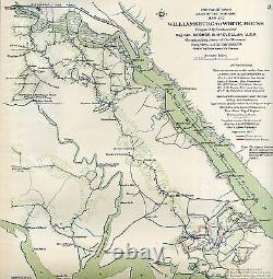 Large Original Antique Civil War Map YORKTOWN Williamsburg HARRISON Virginia VA