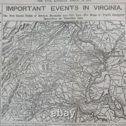 Lot Of Six BETTER Front Page Civil War Maps. New York Herald Newspapers