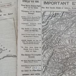 Lot Of Six BETTER Front Page Civil War Maps. New York Herald Newspapers