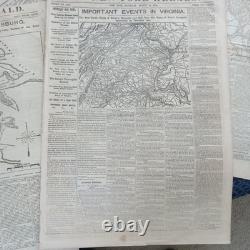 Lot Of Six BETTER Front Page Civil War Maps. New York Herald Newspapers